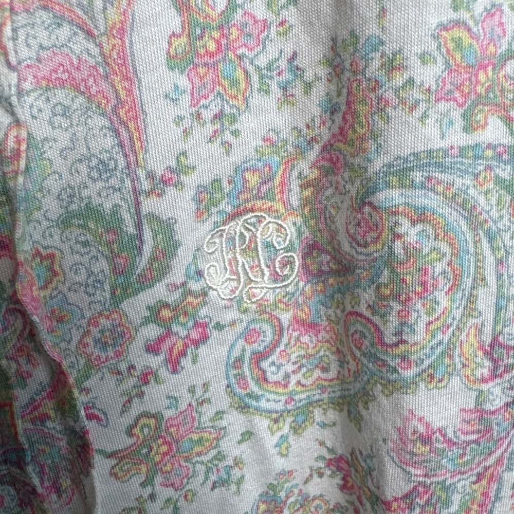 Lauren Ralph Lauren Women Pink Paisley Pleated Ruffle Hem Nightgown Large - Picture 3 of 6